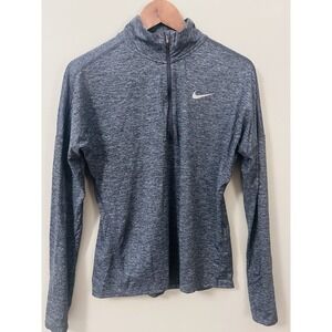 Nike Running Pullover Women S Gray Dri-Fit 1/4 Zip Long Sleeve Athletic Top